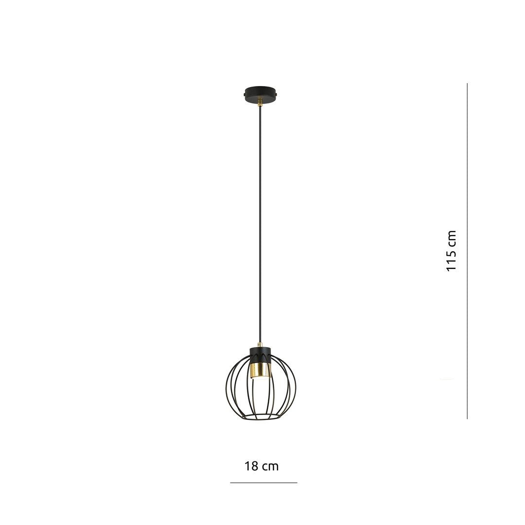 Hängeleuchte Essence 1 in Schwarz, Gold, 1-flammig