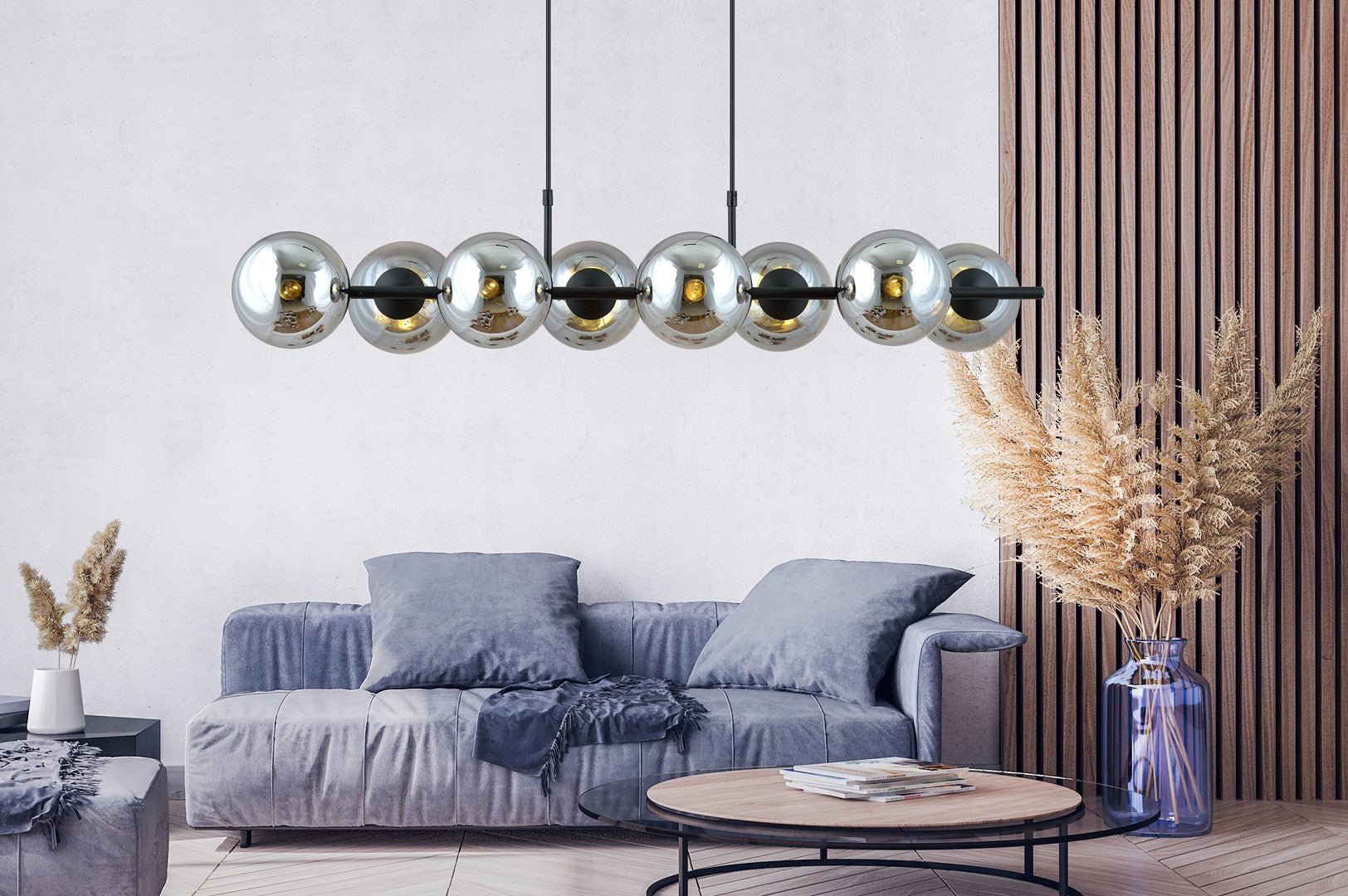 Hängeleuchte Flair 8 in Schwarz, Graphit, 8-flammig