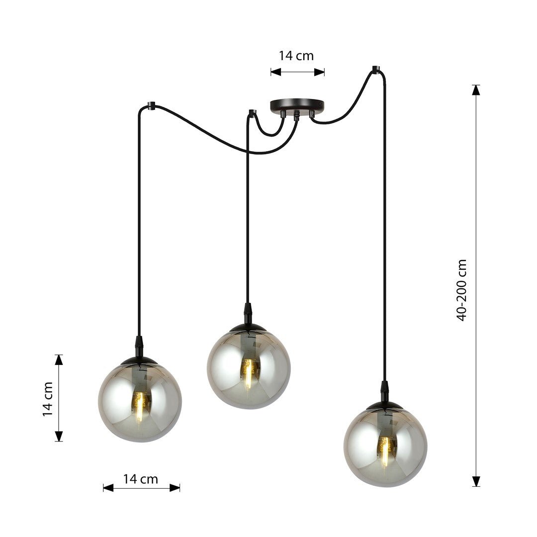 Hängeleuchte Glimer 3 in Schwarz, Graphit, 3-flammig