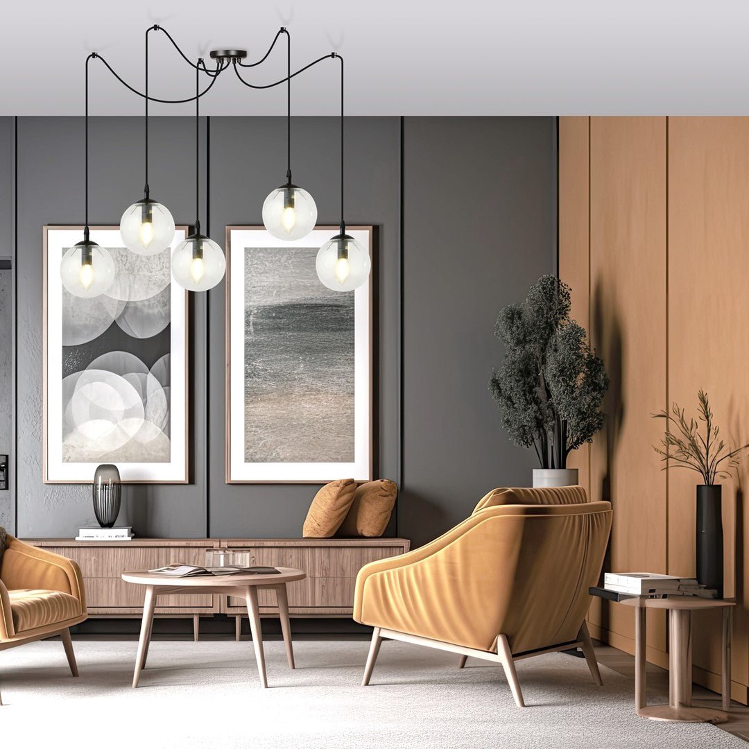 Hängeleuchte Glimer 5 in Schwarz, 5-flammig