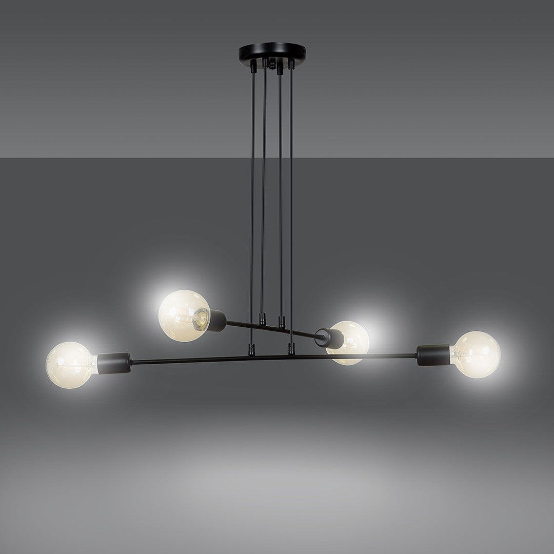 Hängeleuchte Lucent 4 in Schwarz, 4-flammig