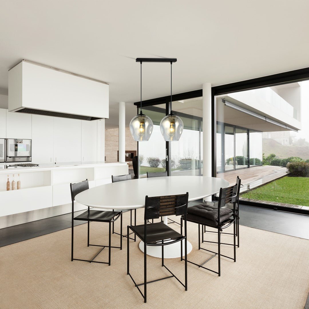 Hängeleuchte Lustre 2 in Schwarz, Graphit, 2-flammig