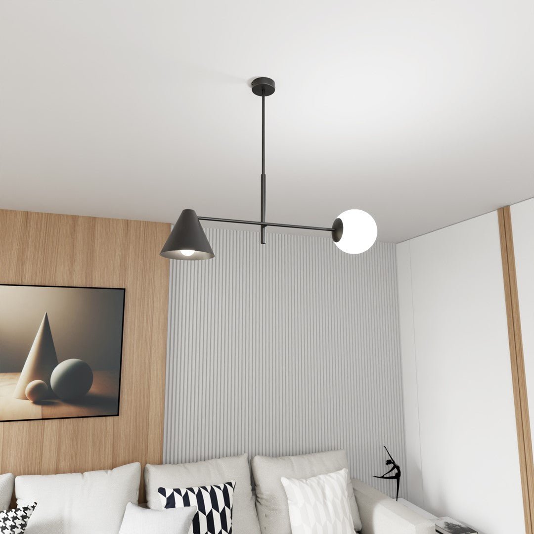 Hängeleuchte Mercury 2 in Schwarz, Weiß, 2-flammig