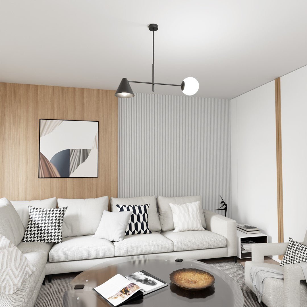 Hängeleuchte Mercury 2 in Schwarz, Weiß, 2-flammig