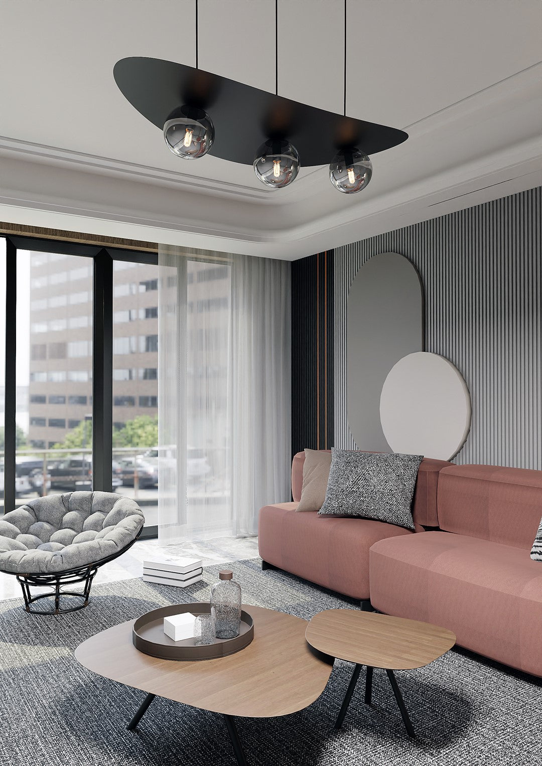 Hängeleuchte Solara 3 in Schwarz, Graphit, 3-flammig