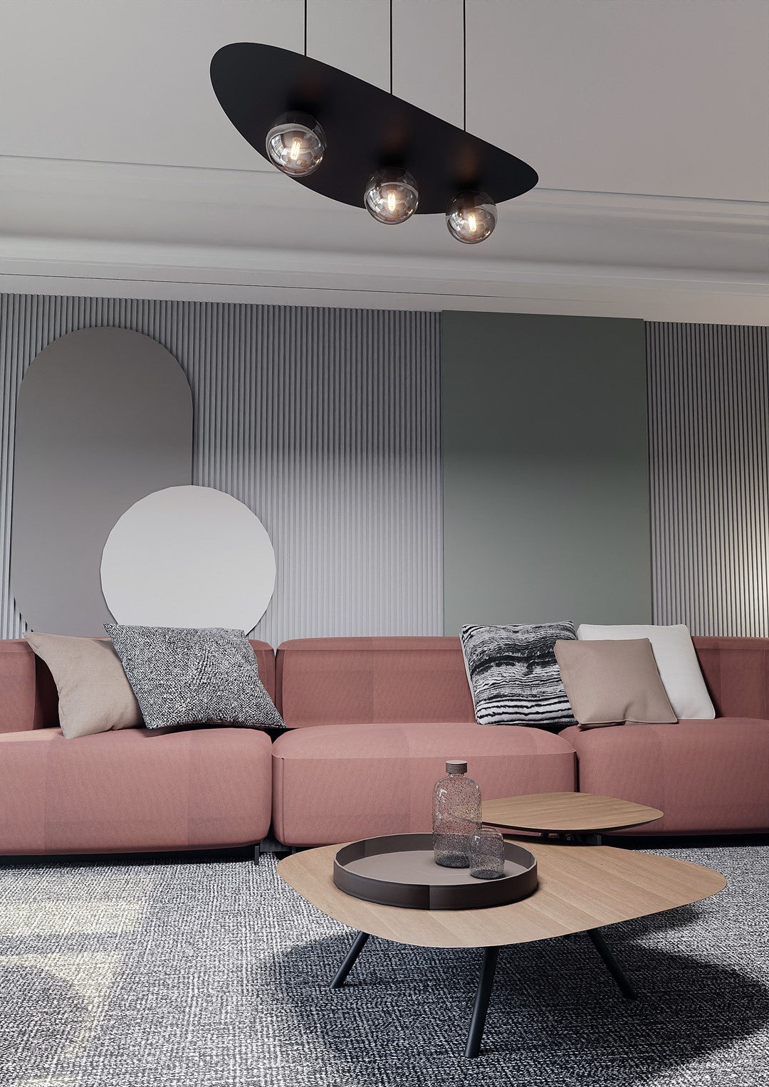 Hängeleuchte Solara 3 in Schwarz, Graphit, 3-flammig