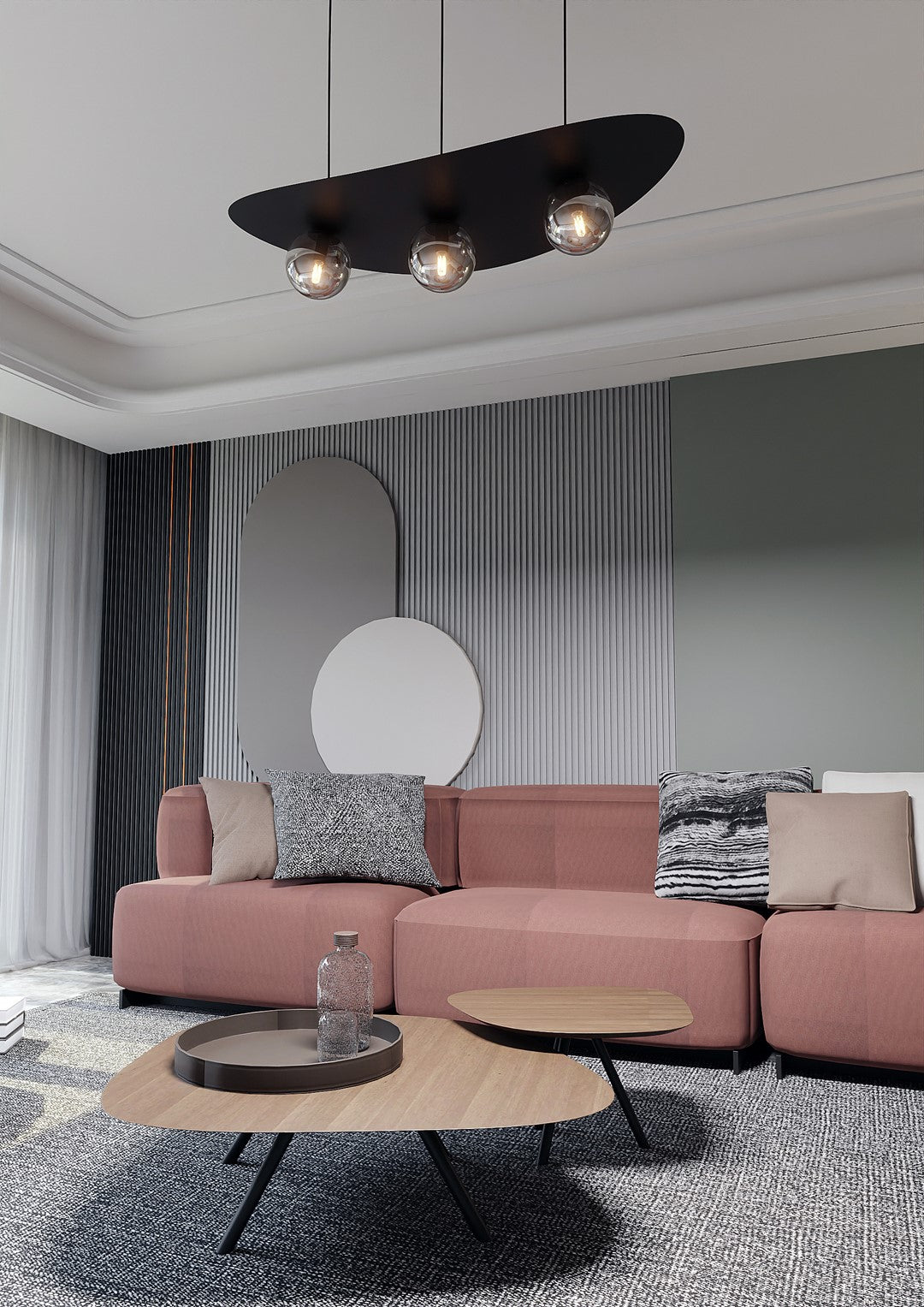 Hängeleuchte Solara 3 in Schwarz, Graphit, 3-flammig