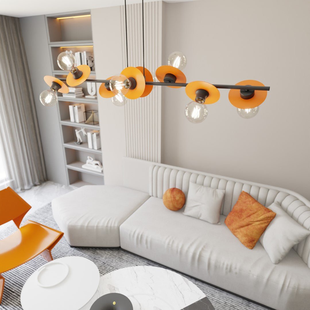 Hängeleuchte Vanguard 8 in Schwarz, Orange, 8-flammig