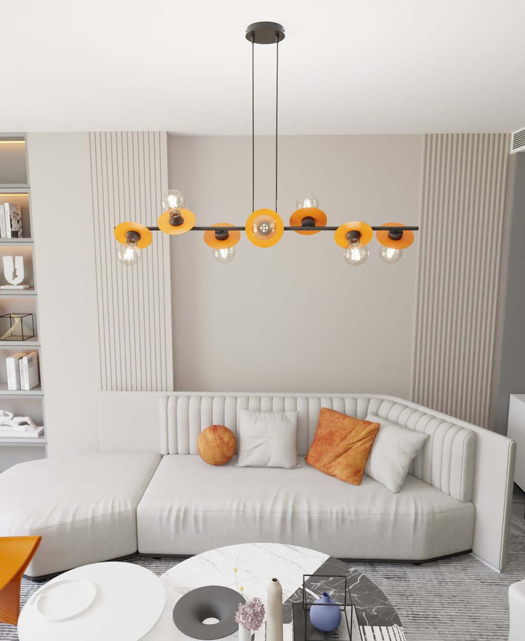 Hängeleuchte Vanguard 8 in Schwarz, Orange, 8-flammig