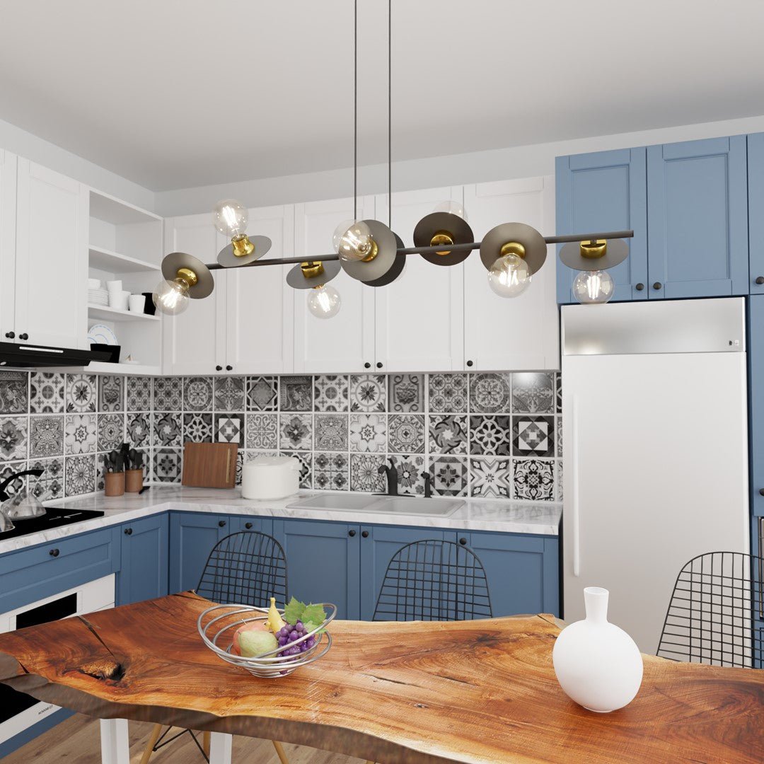 Hängeleuchte Vanguard 8 in Schwarz, Gold, 8-flammig