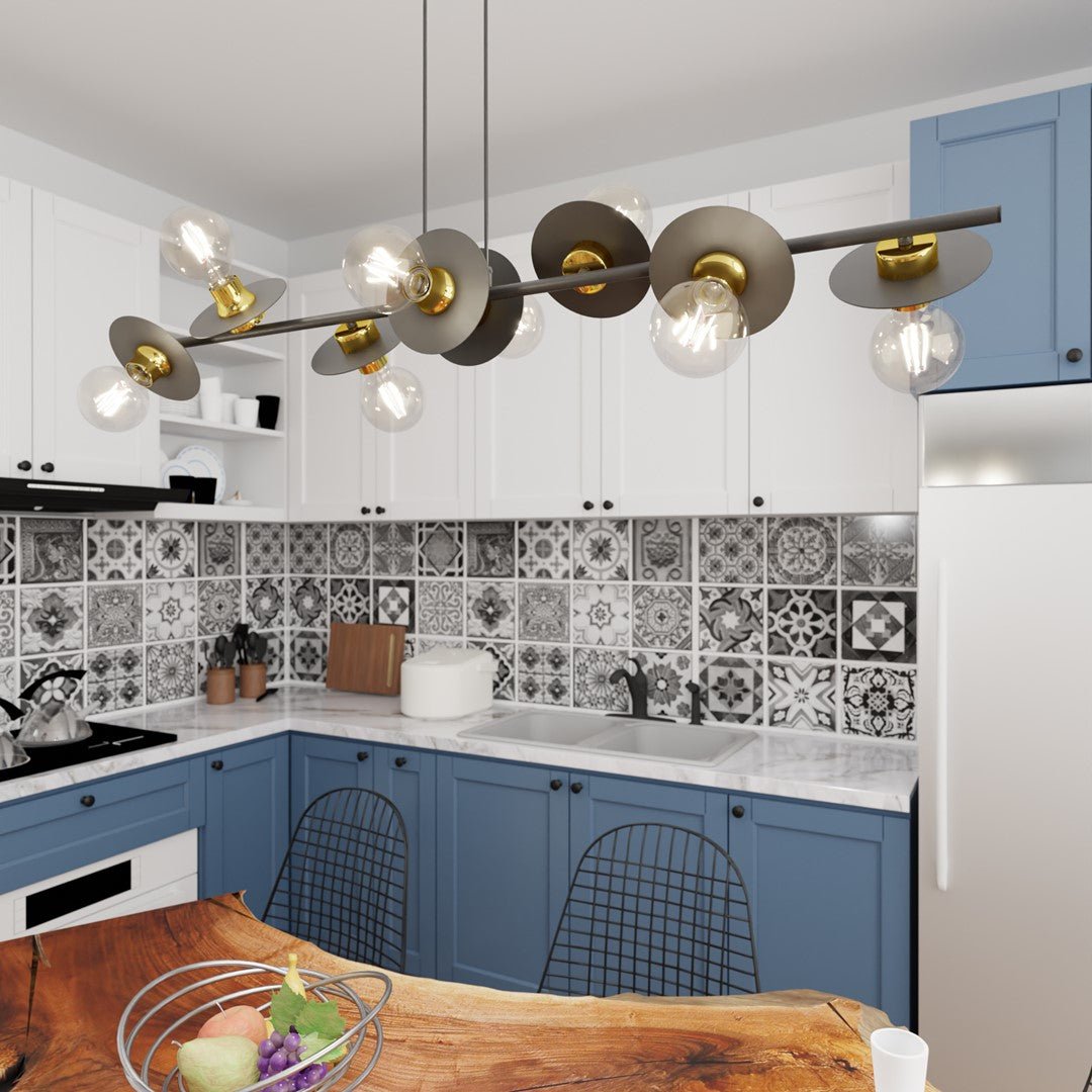 Hängeleuchte Vanguard 8 in Schwarz, Gold, 8-flammig