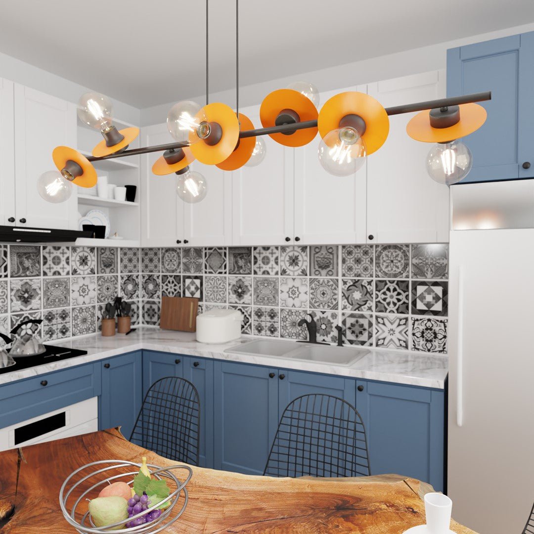 Hängeleuchte Vanguard 8 in Schwarz, Orange, 8-flammig