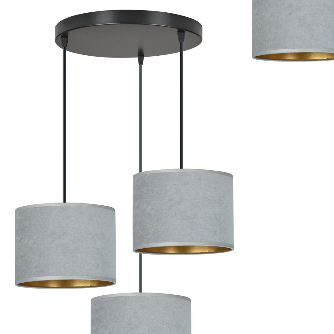 Hängeleuchte Crest 3 Premium in Schwarz, Grau, 3-flammig