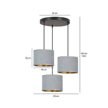 Hängeleuchte Crest 3 Premium in Schwarz, Grau, 3-flammig