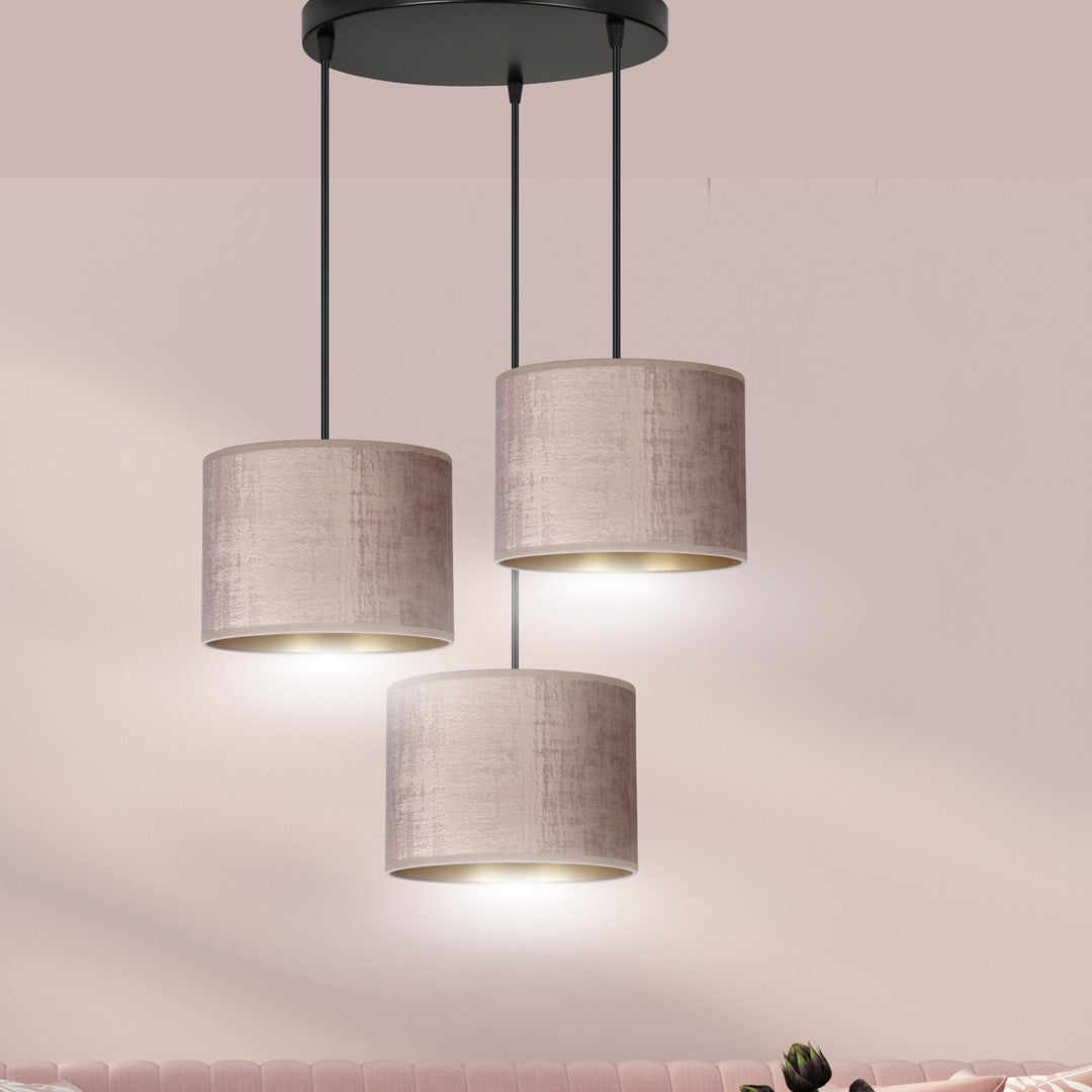 Hängeleuchte Crest 3 Premium in Schwarz, Rosa, 3-flammig