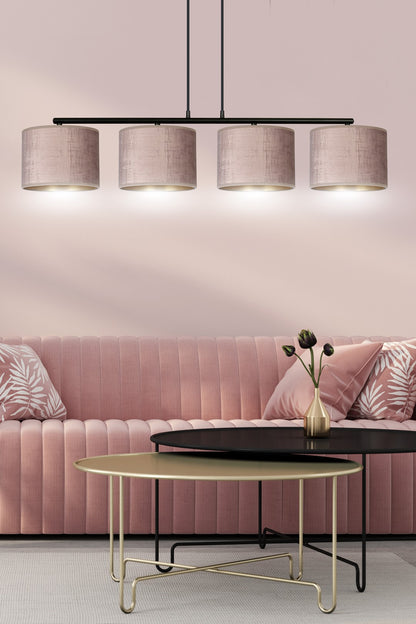 Hängeleuchte Crest 4 in Schwarz, Rosa, 4-flammig