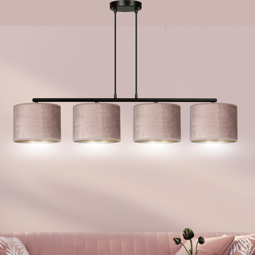 Hängeleuchte Crest 4 in Schwarz, Rosa, 4-flammig