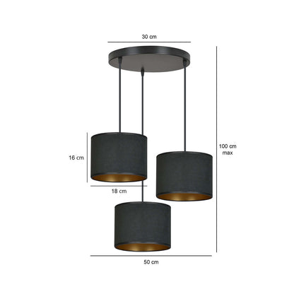 Hängeleuchte Crest 3 Premium in Schwarz, 3-flammig