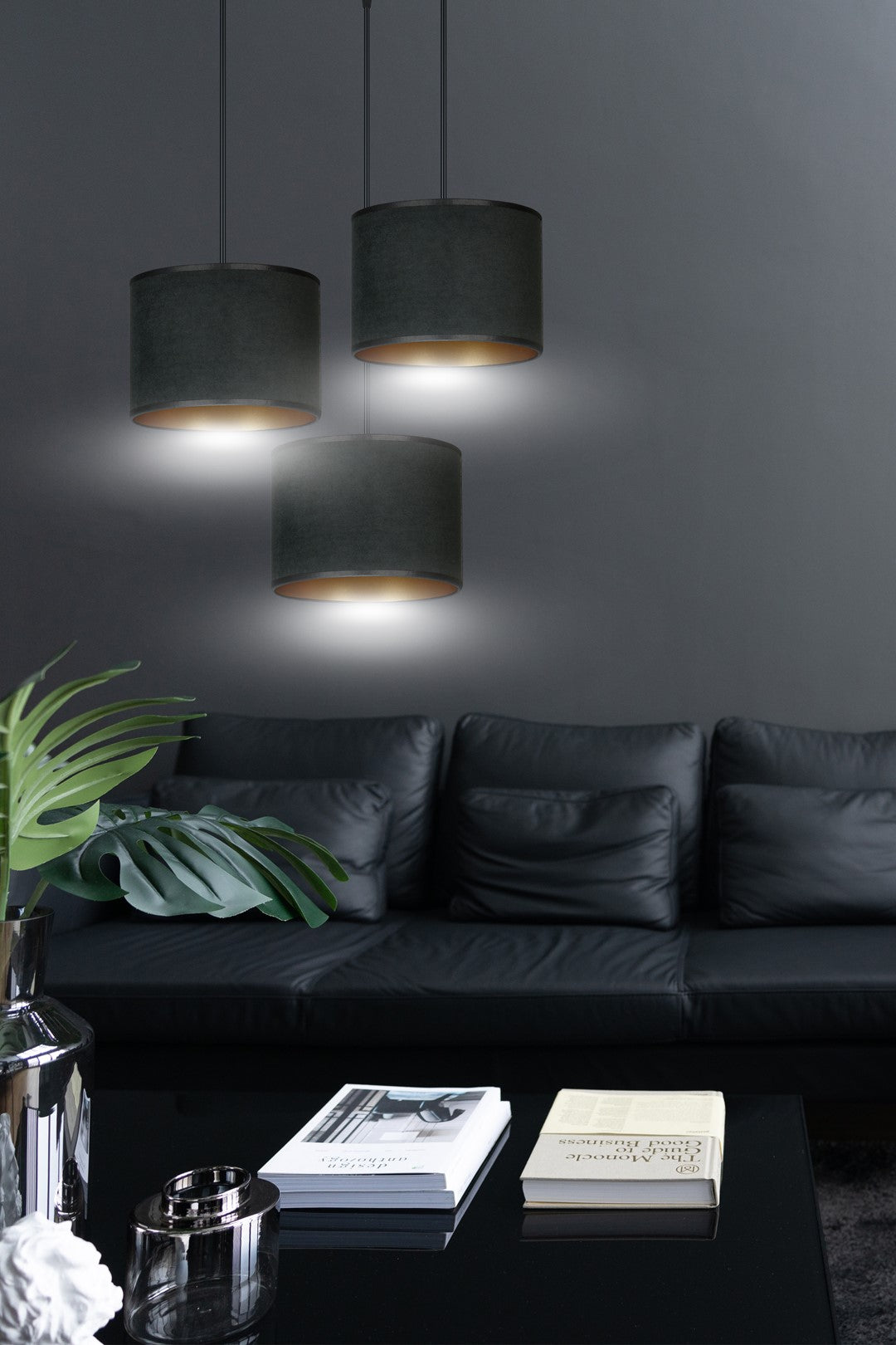 Hängeleuchte Crest 3 Premium in Schwarz, 3-flammig