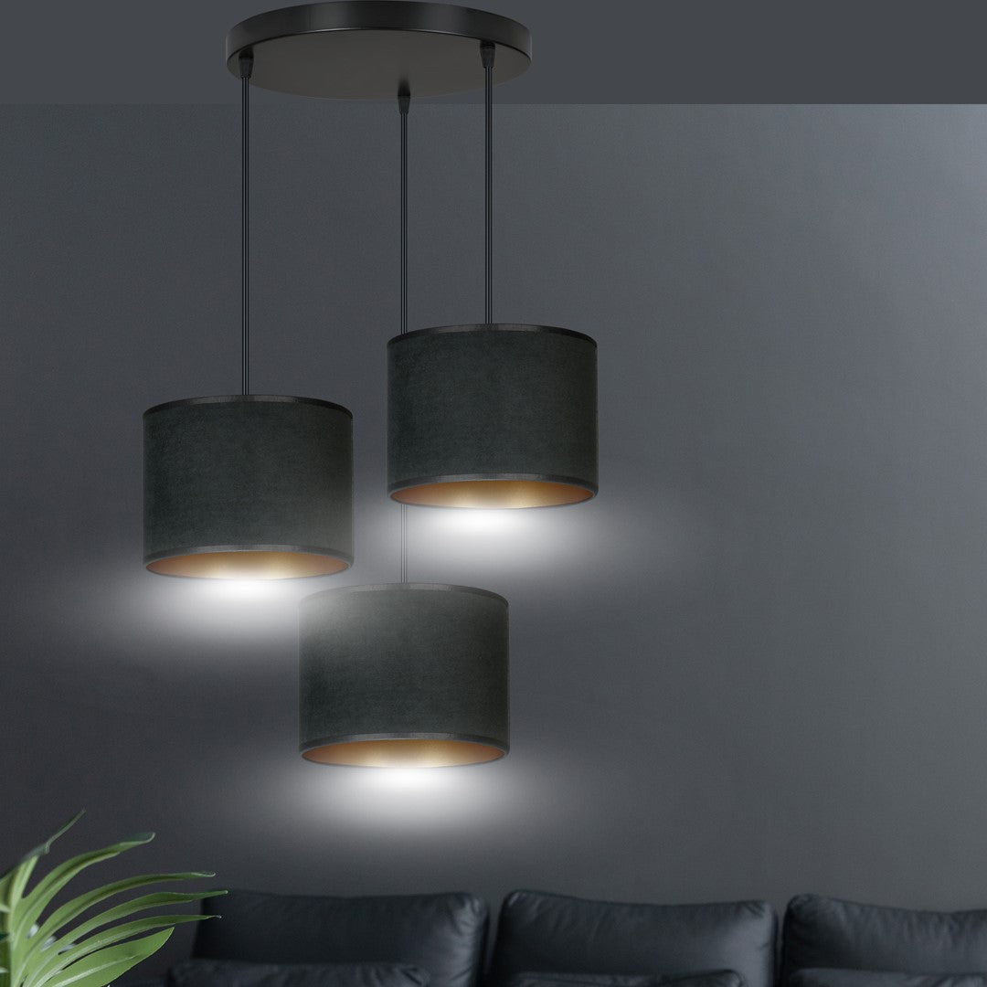 Hängeleuchte Crest 3 Premium in Schwarz, 3-flammig