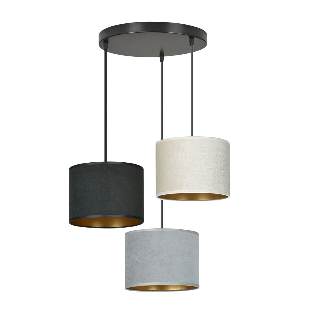 Hängeleuchte Crest 3 Premium in Schwarz, Grau, Weiß, 3-flammig