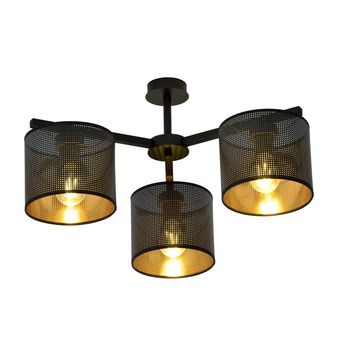 Deckenleuchte Ember 3 in Schwarz, Gold, 3-flammig