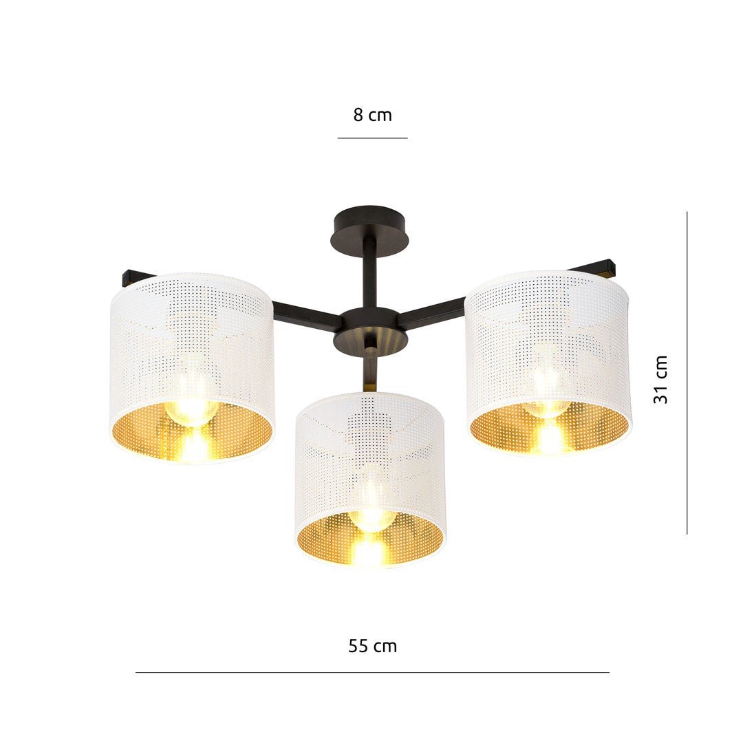 Deckenleuchte Ember 3 in Schwarz, Weiß, Gold, 3-flammig