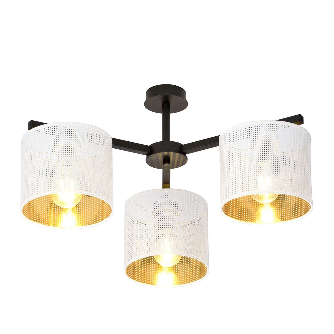 Deckenleuchte Ember 3 in Schwarz, Weiß, Gold, 3-flammig