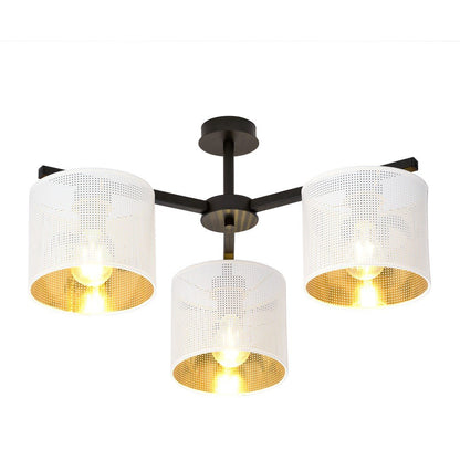 Deckenleuchte Ember 3 in Schwarz, Weiß, Gold, 3-flammig