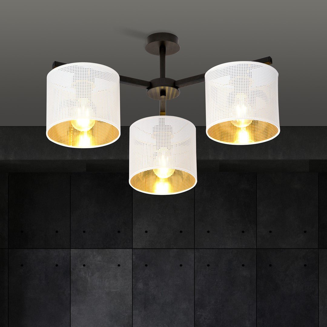 Deckenleuchte Ember 3 in Schwarz, Weiß, Gold, 3-flammig