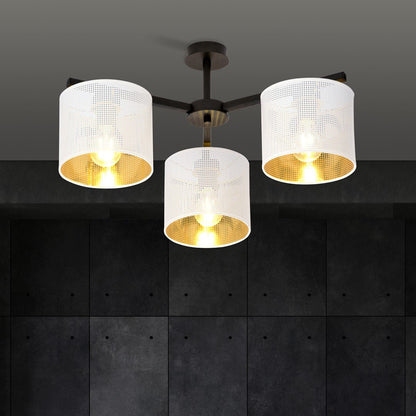 Deckenleuchte Ember 3 in Schwarz, Weiß, Gold, 3-flammig