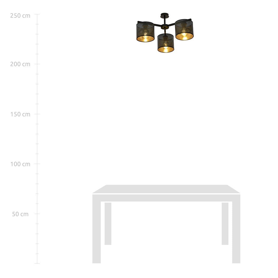 Deckenleuchte Ember 3 in Schwarz, Gold, 3-flammig