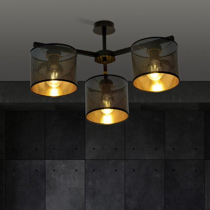 Deckenleuchte Ember 3 in Schwarz, Gold, 3-flammig