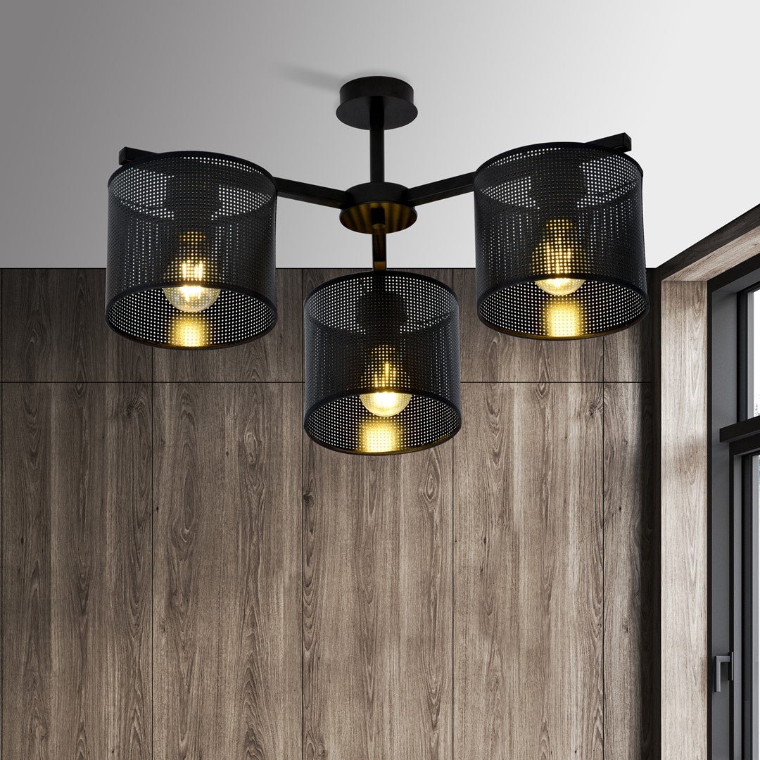 Deckenleuchte Ember 3 in Schwarz, 3-flammig