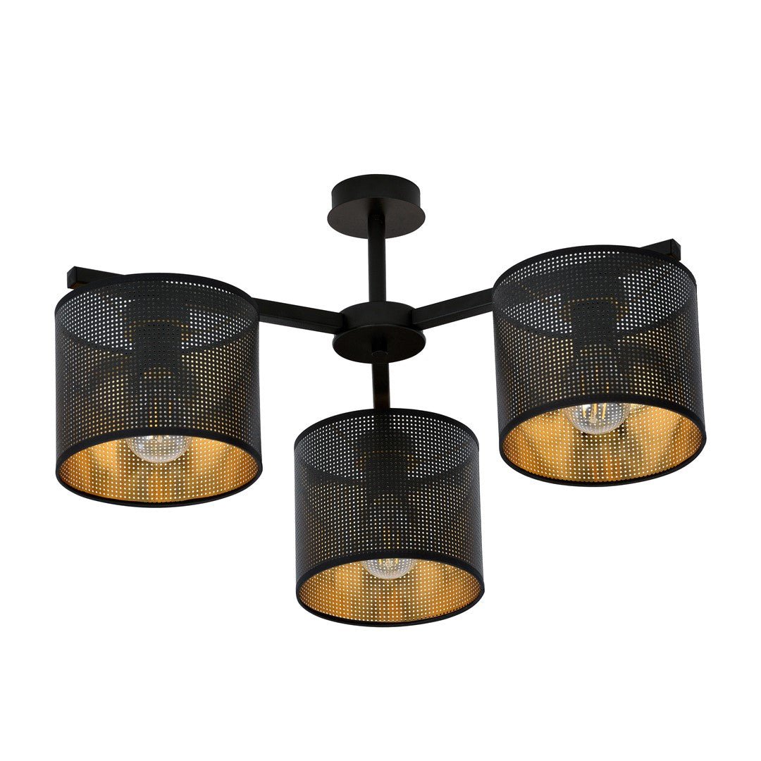 Deckenleuchte Ember 3 in Schwarz, Gold, 3-flammig