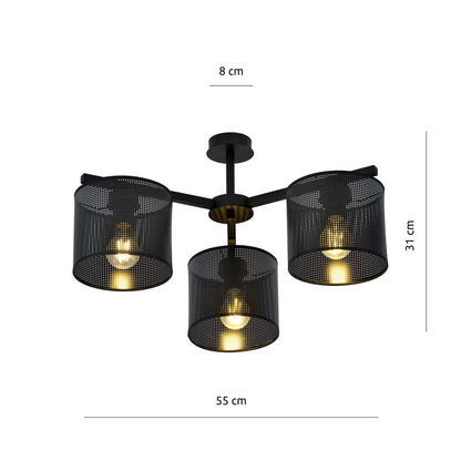 Deckenleuchte Ember 3 in Schwarz, 3-flammig