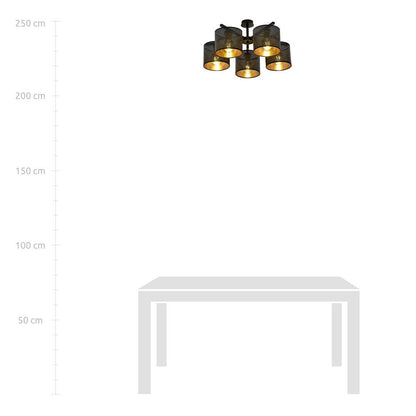 Deckenleuchte Ember 5 in Schwarz, Gold, 5-flammig