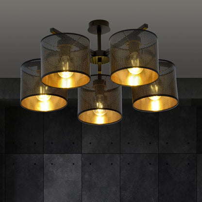 Deckenleuchte Ember 5 in Schwarz, Gold, 5-flammig