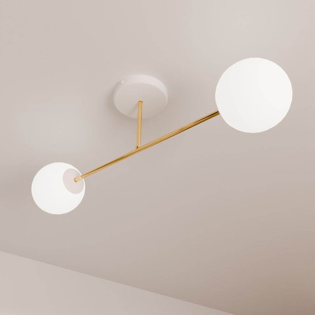 Deckenleuchte Grand 2 in Weiß, Gold, 2-flammig