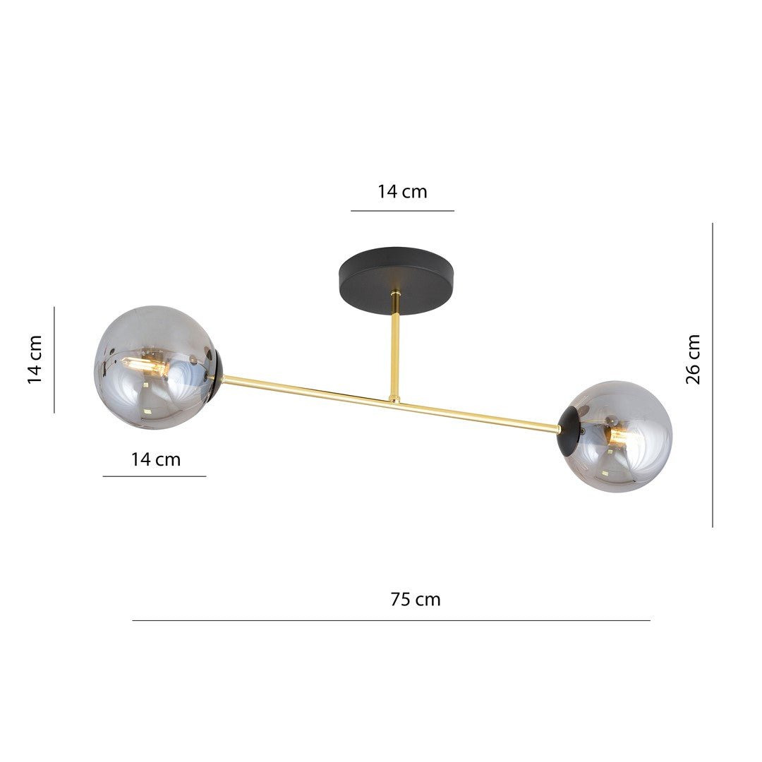 Deckenleuchte Grand 2 in Schwarz, Gold, Graphit, 2-flammig