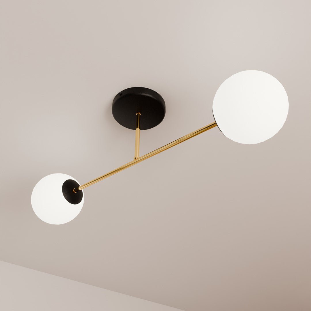 Deckenleuchte Grand 2 in Schwarz, Gold, Weiß, 2-flammig