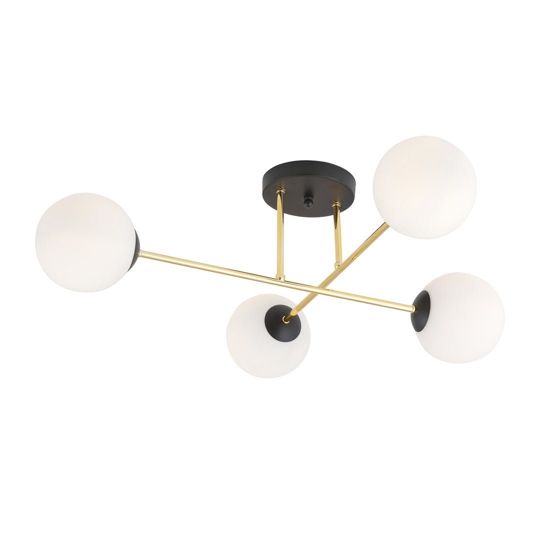 Deckenleuchte Grand 4 in Schwarz, Gold, Weiß, 4-flammig