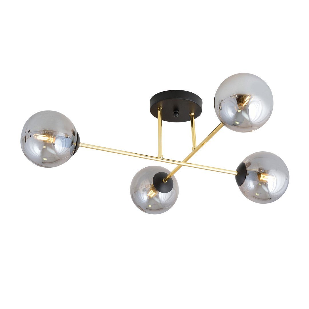 Deckenleuchte Grand 4 in Schwarz, Gold, Weiß, 4-flammig