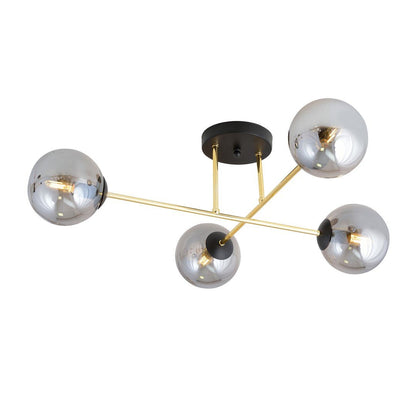 Deckenleuchte Grand 4 in Schwarz, Gold, Weiß, 4-flammig