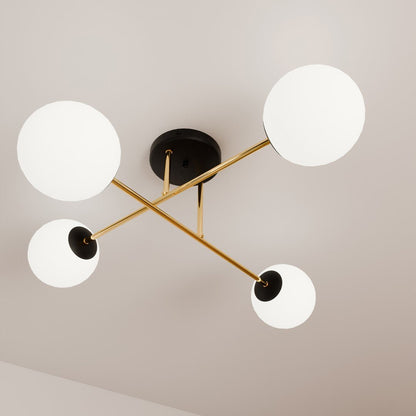 Deckenleuchte Grand 4 in Schwarz, Gold, Weiß, 4-flammig