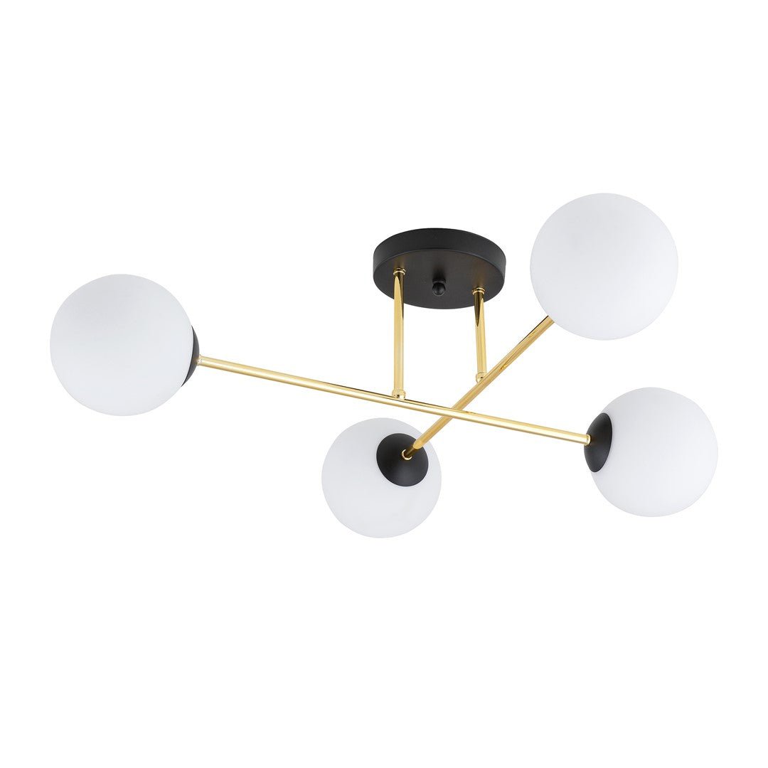 Deckenleuchte Grand 4 in Schwarz, Gold, Weiß, 4-flammig