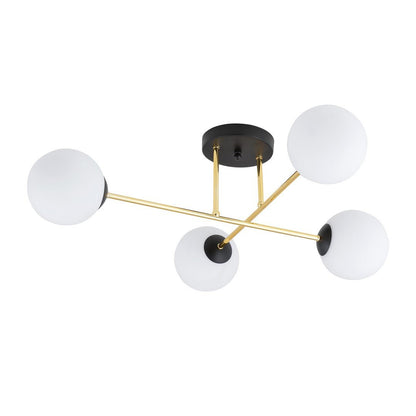 Deckenleuchte Grand 4 in Schwarz, Gold, Weiß, 4-flammig