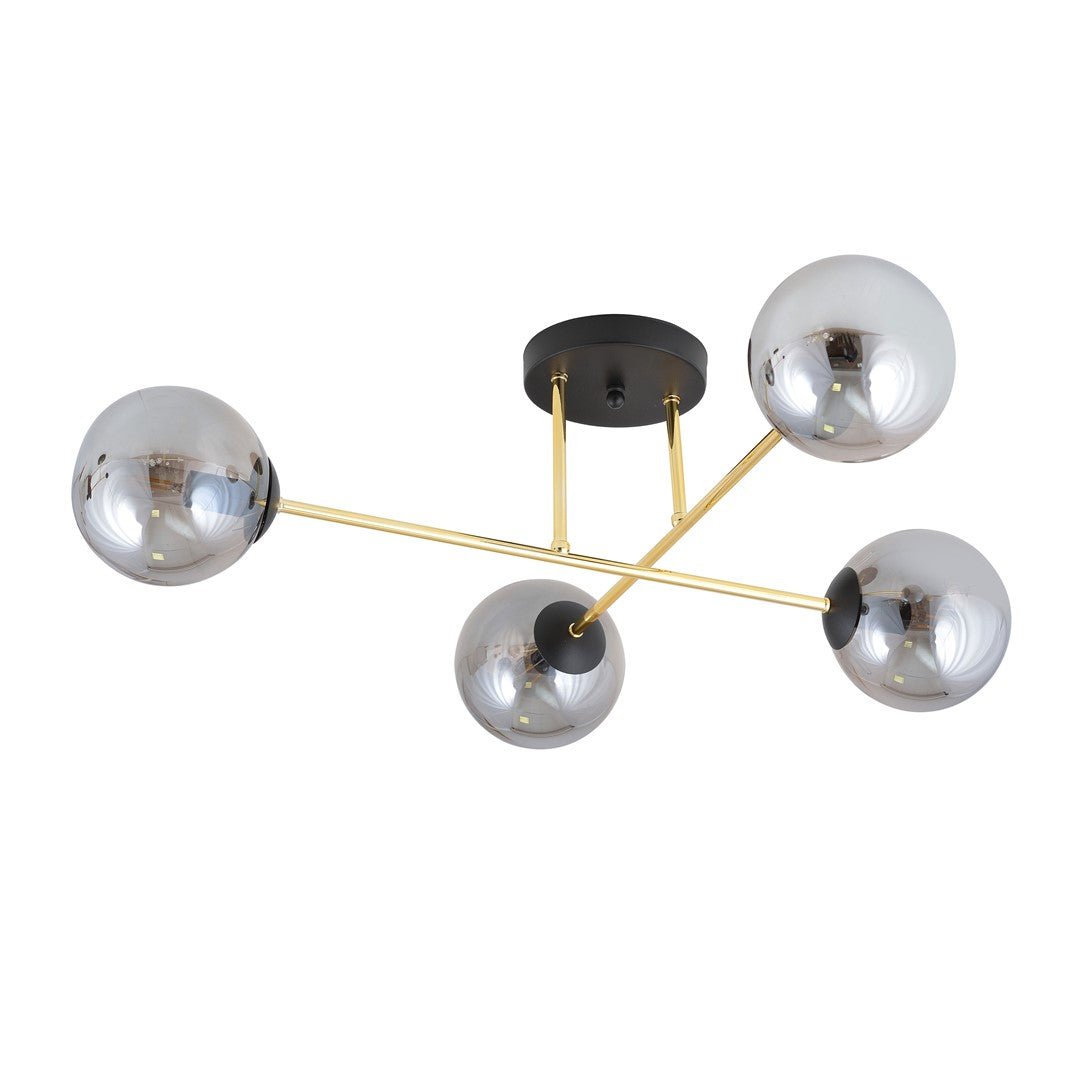 Deckenleuchte Grand 4 in Schwarz, Gold, Weiß, 4-flammig