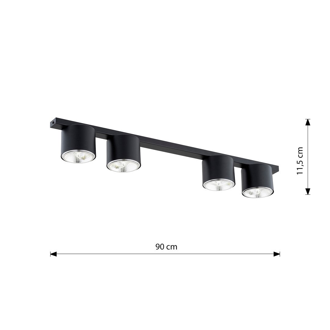 Deckenleuchte Micro 3 in Schwarz, 3-flammig