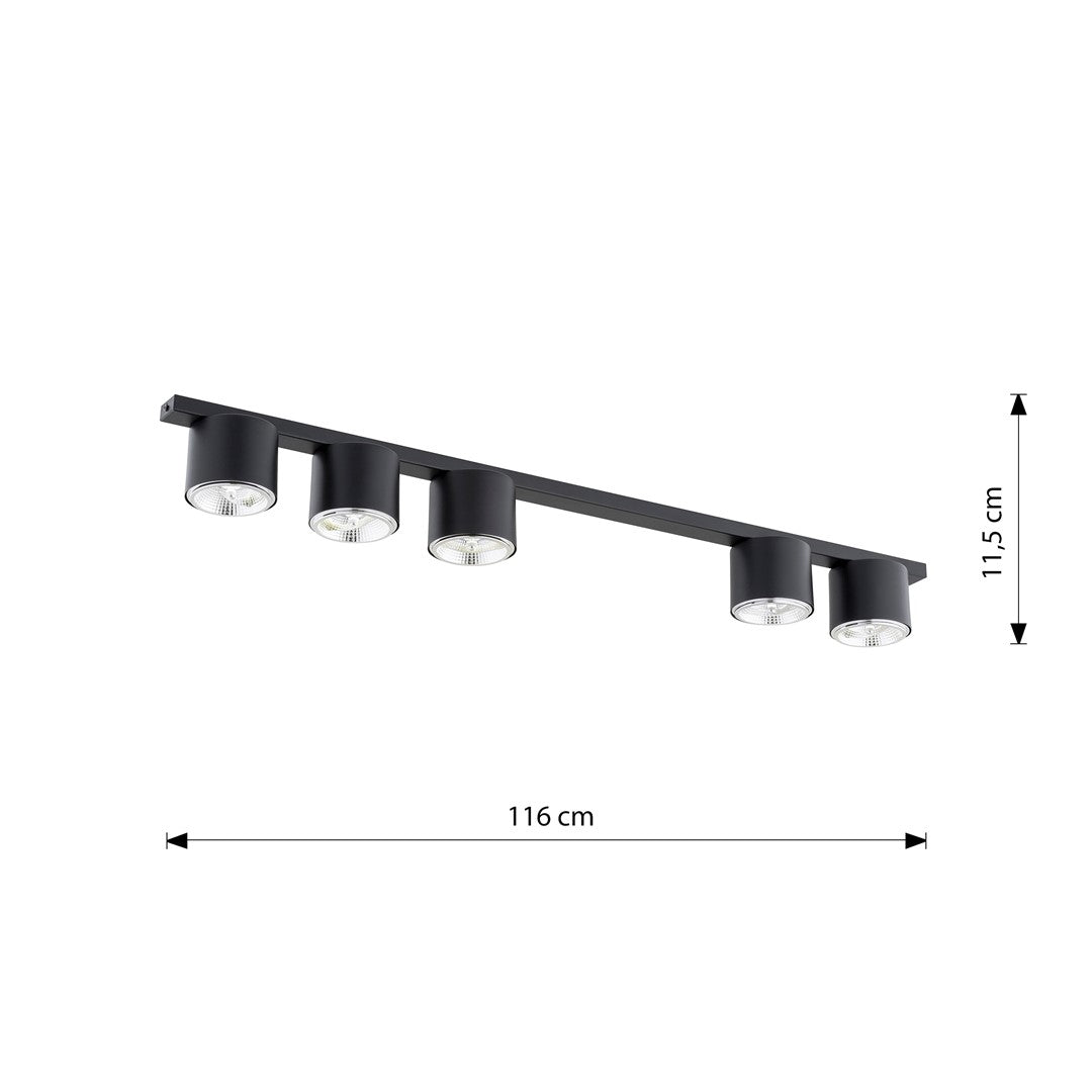 Deckenleuchte Micro 5 in Schwarz, 5-flammig